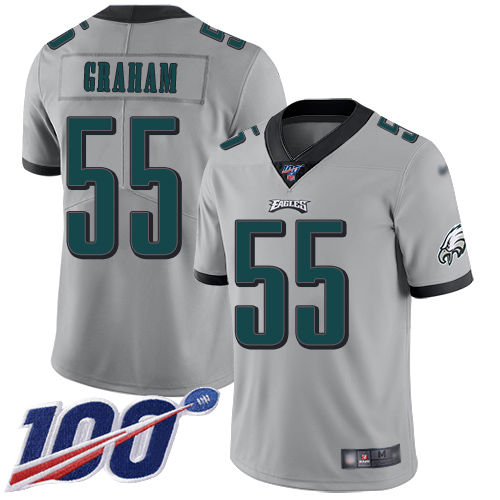 Eagles #55 Brandon Graham Silver Men's Stitched Limited Inverted Legend 100th Season Jersey