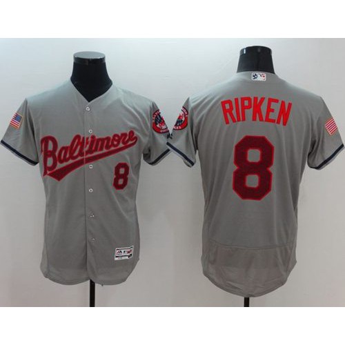 Baltimore Orioles #8 Cal Ripken Grey Fashion Stars & Stripes Flexbase Authentic Stitched Jersey Men's