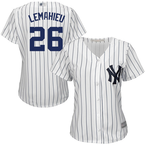 New York Yankees #26 DJ LeMahieu White Strip Home Women's Stitched Jersey Womens