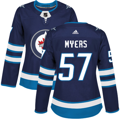Adidas Winnipeg Jets #57 Tyler Myers Navy Blue Home Authentic Women's Stitched Jersey Womens