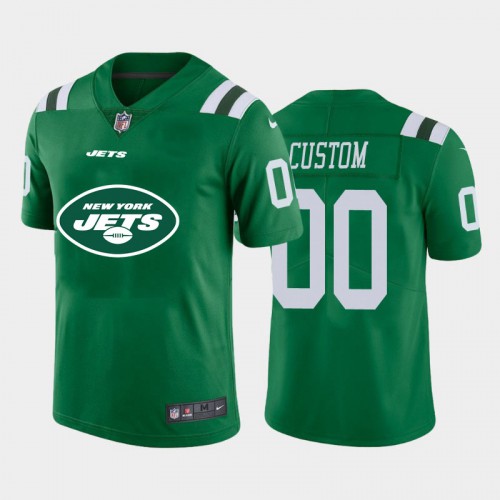 New York Jets Custom Green Men's Big Team Logo Vapor Limited Jersey
