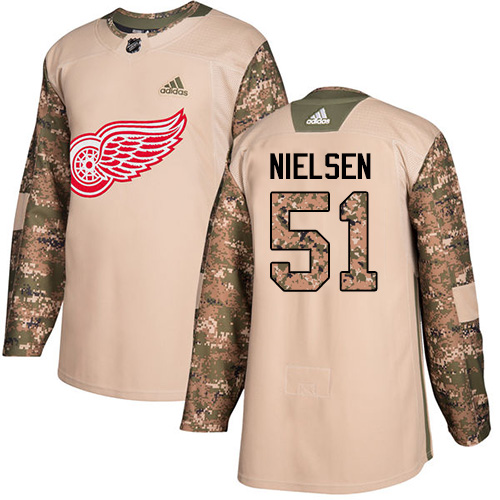 Adidas Detroit Red Wings #51 Frans Nielsen Camo Authentic 2017 Veterans Day Stitched Youth Jersey Youth