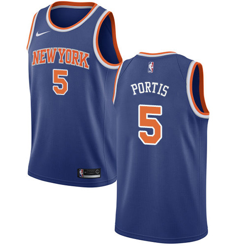 New York Knicks #5 Bobby Portis Blue Swingman Icon Edition Jersey Mens