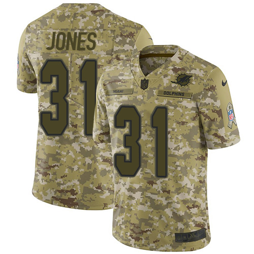 Miami Dolphins #31 Byron Jones Camo Youth Stitched Limited 2018 Salute To Service Jersey Youth