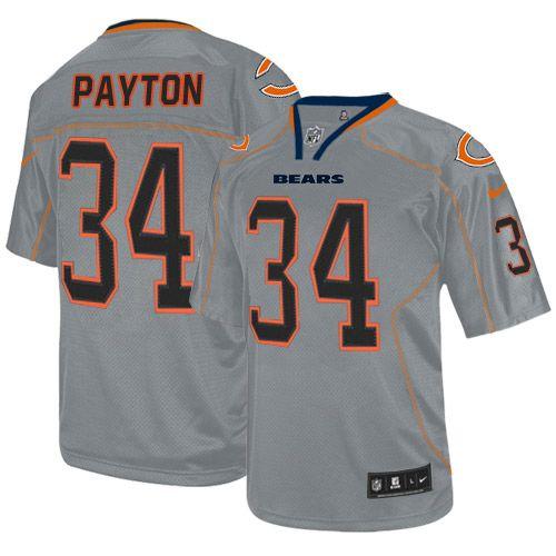 Bears #34 Walter Payton Lights Out Grey Youth Stitched Elite Jersey