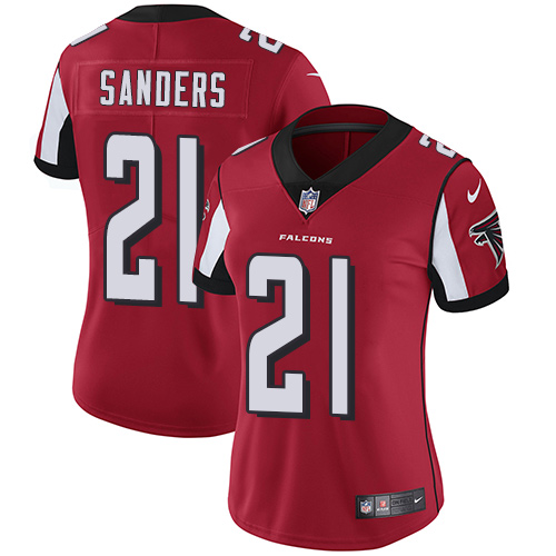 Atlanta Falcons #21 Deion Sanders Red Team Color Women's Stitched Vapor Untouchable Limited Jersey Womens