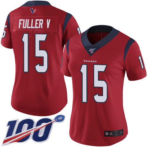Houston Texans #15 Will Fuller V Red Alternate Women's Stitched 100th Season Vapor Limited Jersey Womens