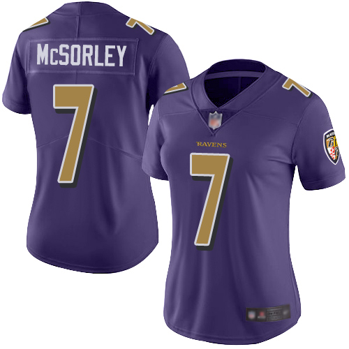 Baltimore Ravens #7 Trace McSorley Purple Women's Stitched Limited Rush Jersey Womens