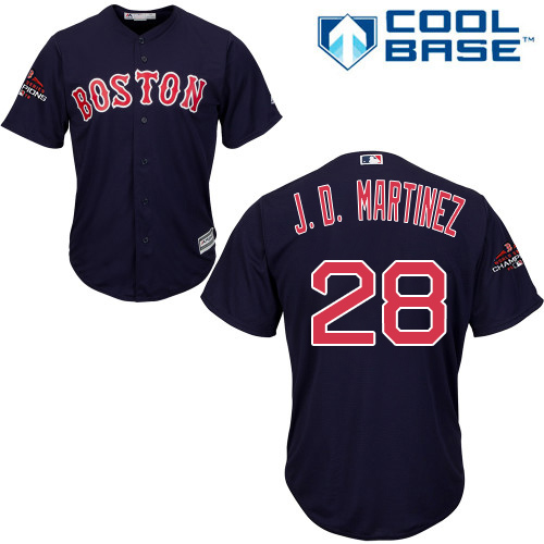 Boston Red Sox #28 J. D. Martinez Navy Blue New Cool Base 2018 World Series Champions Stitched Jersey Men's