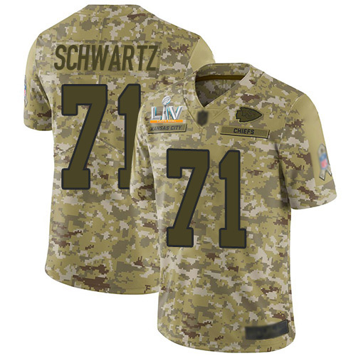 Kansas City Chiefs #71 Mitchell Schwartz Camo Men's Super Bowl LV Bound Stitched Limited 2018 Salute To Service Jersey Men's