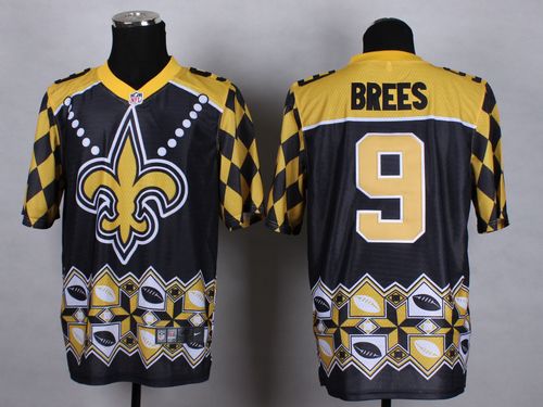 Saints #9 Drew Brees Black Men's Stitched Elite Noble Fashion Jersey