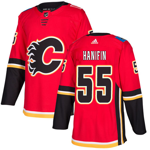 Adidas Calgary Flames #55 Noah Hanifin Red Home Authentic Stitched Jersey Men's