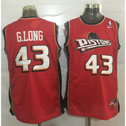 Detroit Pistons #43 Grant Long Red Throwback Stitched Jersey Mens