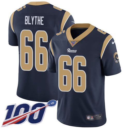 Los Angeles Rams #66 Austin Blythe Navy Blue Team Color Men's Stitched 100th Season Vapor Untouchable Limited Jersey Men's