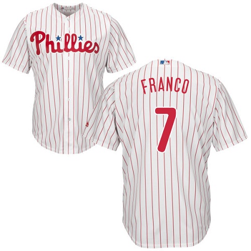 Philadelphia Phillies #7 Maikel Franco White(Red Strip) Cool Base Stitched Youth Jersey Youth