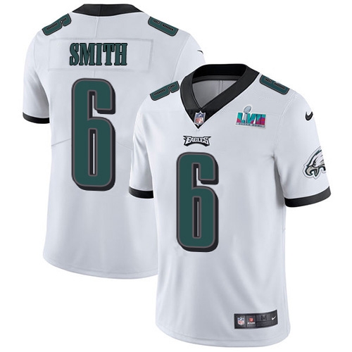 Eagles #6 DeVonta Smith White Super Bowl LVII Patch Men's Stitched Vapor Untouchable Limited Jersey
