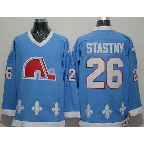 Quebec Nordiques #26 Peter Stastny Light Blue CCM Throwback Stitched Jersey Men's