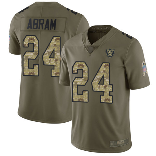 Raiders #24 Johnathan Abram Olive/Camo Men's Stitched Limited 2017 Salute To Service Jersey