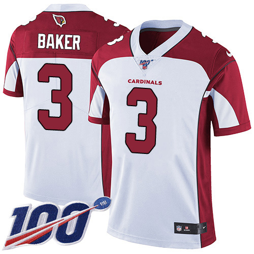 Cardinals #3 Budda Baker White Men's Stitched 100th Season Vapor Untouchable Limited Jersey