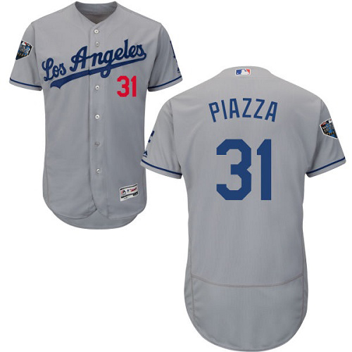 Los Angeles Dodgers #31 Mike Piazza Grey Flexbase Authentic Collection 2018 World Series Stitched Jersey Men's