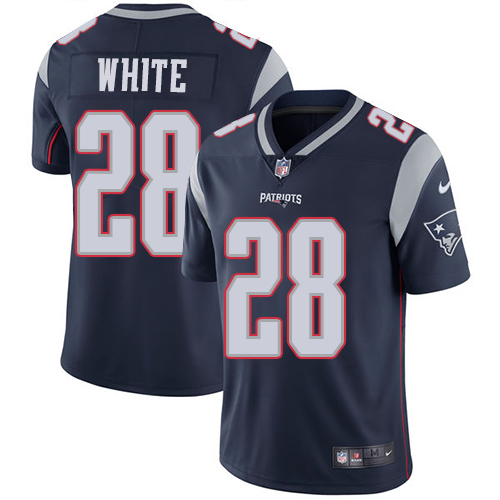 New England Patriots #28 James White Navy Blue Team Color Men's Stitched Vapor Untouchable Limited Jersey Men's