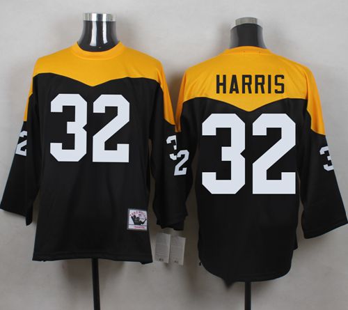 Mitchell And Ness 1967 Steelers #32 Franco Harris Black/Yelllow Throwback Men's Stitched Jersey
