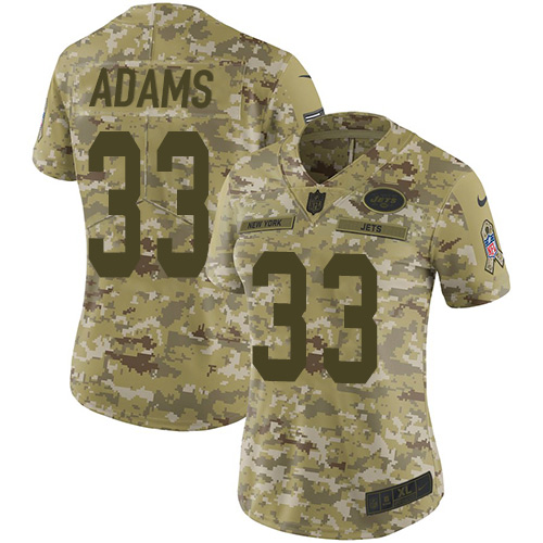 New York Jets #33 Jamal Adams Camo Women's Stitched Limited 2018 Salute to Service Jersey Womens
