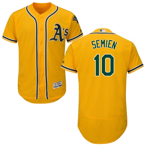 Oakland Athletics #10 Marcus Semien Gold Flexbase Authentic Collection Stitched Jersey Men's