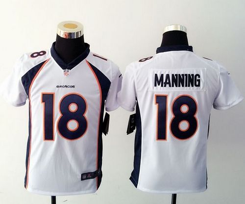 Broncos #18 Peyton Manning White Youth Stitched Elite Jersey