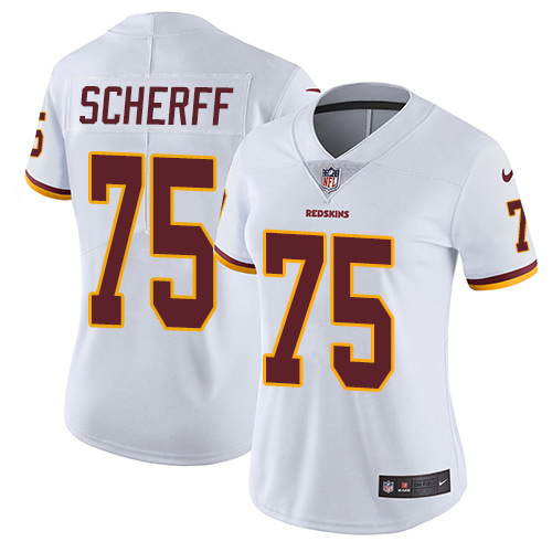 Washington Commanders #75 Brandon Scherff White Women's Stitched Vapor Untouchable Limited Jersey Womens