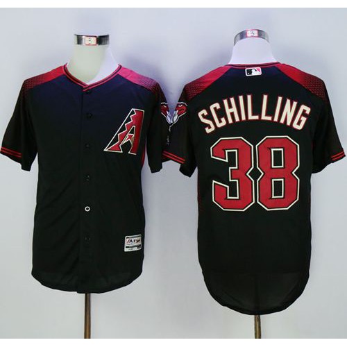 Arizona Diamondbacks #38 Curt Schilling Black/Brick New Cool Base Stitched Jersey Men's