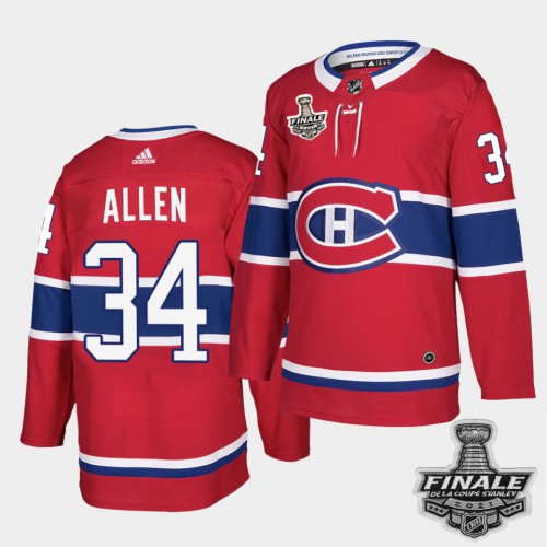 Adidas Montreal Canadiens #34 Jake Allen Red Home Authentic 2021 Stanley Cup Final Patch Jersey Men's