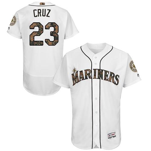 Seattle Mariners #23 Nelson Cruz White Flexbase Authentic Collection Memorial Day Stitched Jersey Men's