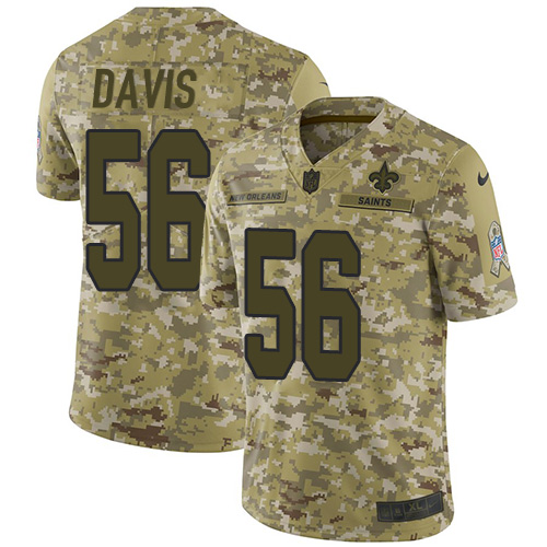 New Orleans Saints #56 DeMario Davis Camo Men's Stitched Limited 2018 Salute To Service Jersey Men's