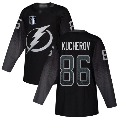 Adidas Tampa Bay Lightning #86 Nikita Kucherov Black 2022 Stanley Cup Final Patch Youth Alternate Authentic Stitched Jersey Youth