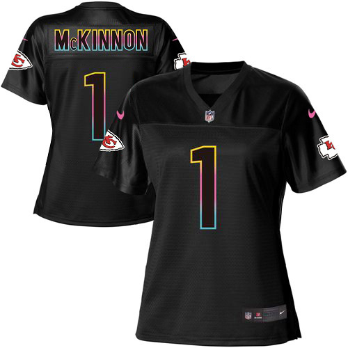 Chiefs #1 Jerick McKinnon Black Women's Fashion Game Jersey