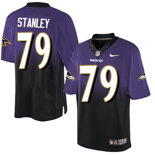 Baltimore Ravens #79 Ronnie Stanley Purple/Black Men's Stitched Elite Fadeaway Fashion Jersey Men's