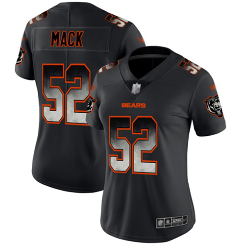 Chicago Bears #52 Khalil Mack Black Women's Stitched Vapor Untouchable Limited Smoke Fashion Jersey Womens