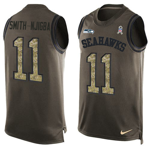 Seahawks #11 Jaxon Smith-Njigba Green Men's Stitched Limited Salute To Service Tank Top Jersey