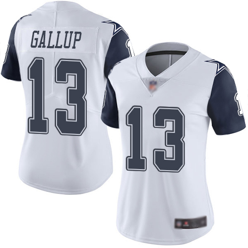 Cowboys #13 Michael Gallup White Women's Stitched Limited Rush Jersey