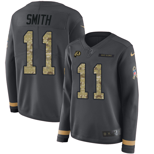 Washington Commanders #11 Alex Smith Anthracite Salute to Service Women's Stitched Limited Therma Long Sleeve Jersey Womens