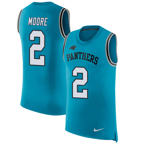 Panthers #2 DJ Moore Blue Alternate Men's Stitched Limited Rush Tank Top Jersey