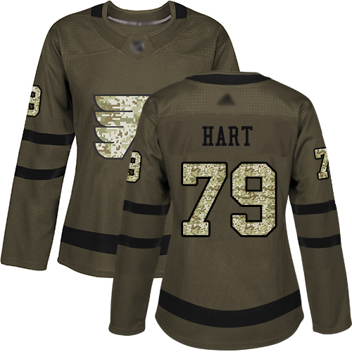 Adidas Philadelphia Flyers #79 Carter Hart Green Salute to Service Women's Stitched Jersey Womens