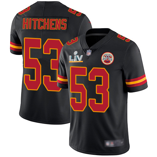 Kansas City Chiefs #53 Anthony Hitchens Black Men's Super Bowl LV Bound Stitched Limited Rush Jersey Men's