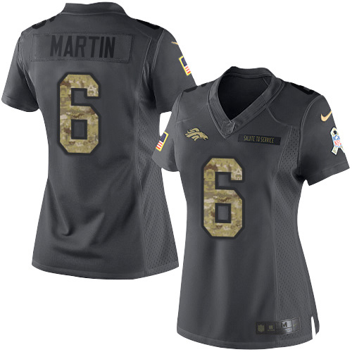 Denver Broncos #6 Sam Martin Black Women's Stitched Limited 2016 Salute to Service Jersey Womens