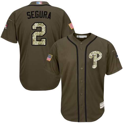 Philadelphia Phillies #2 Jean Segura Green Salute to Service Stitched Jersey Men's