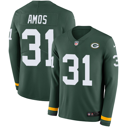 Green Bay Packers #31 Adrian Amos Green Team Color Men's Stitched Limited Therma Long Sleeve Jersey Men's