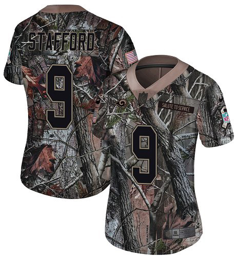 Los Angeles Rams #9 Matthew Stafford Camo Women's Stitched Limited Rush Realtree Jersey