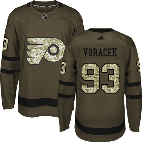 Adidas Philadelphia Flyers #93 Jakub Voracek Green Salute to Service Stitched Jersey Men's
