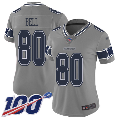 Dallas Cowboys #80 Blake Bell Gray Women's Stitched Limited Inverted Legend 100th Season Jersey Womens